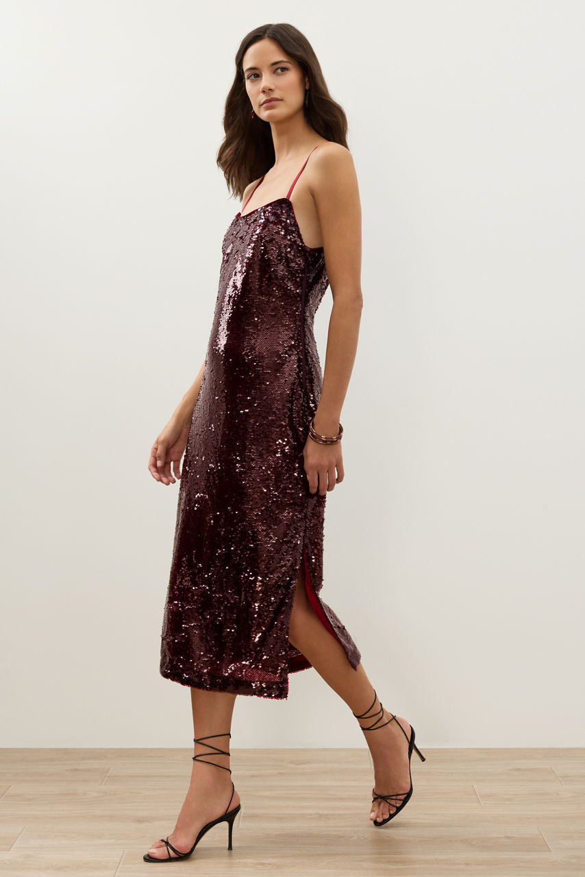 VERONYCA SEQUIN MIDI SLIP DRESS, , large image 1