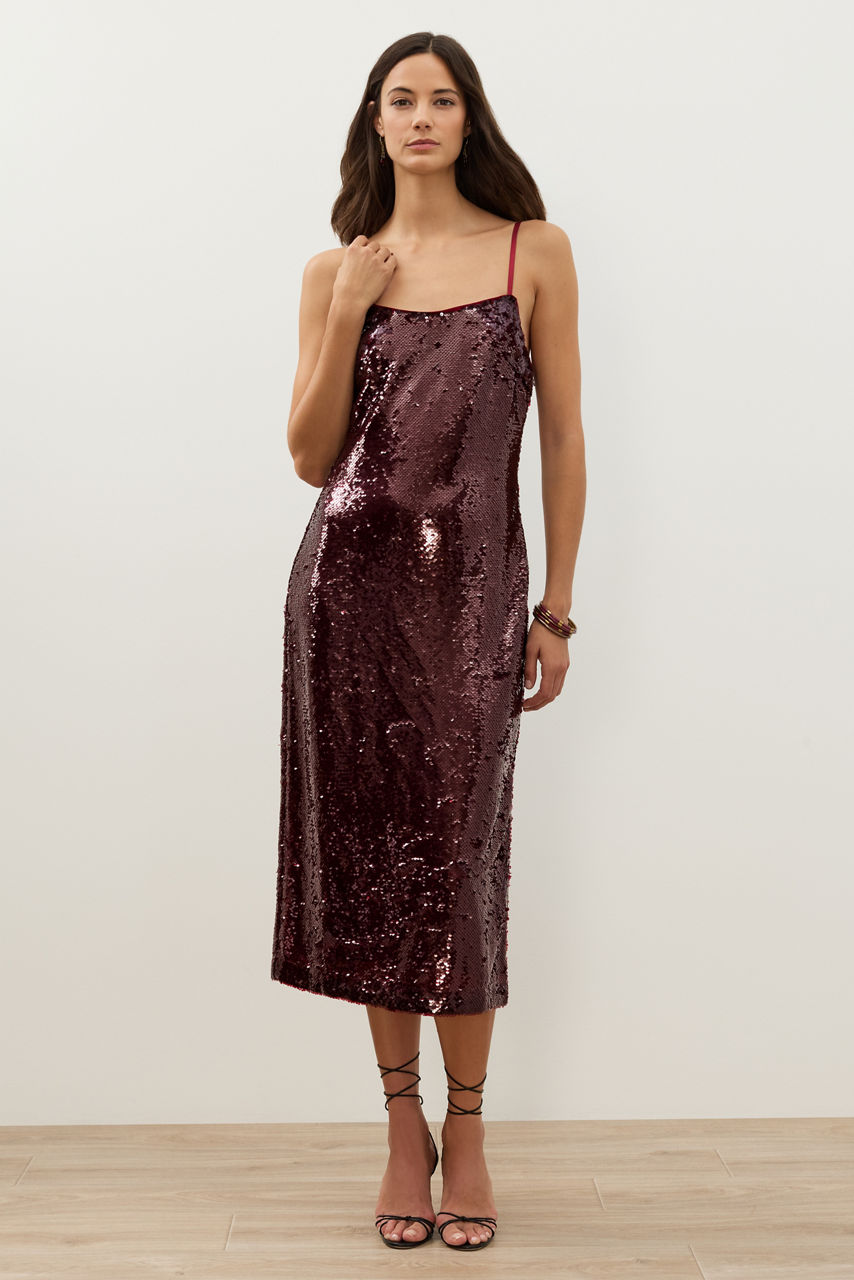 VERONYCA SEQUIN MIDI SLIP DRESS, , large image 2