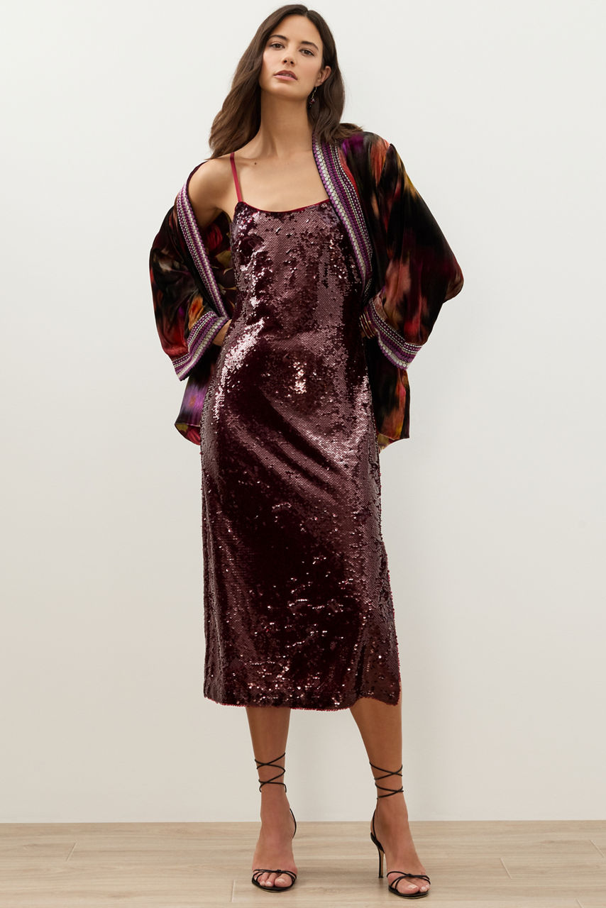 VERONYCA SEQUIN MIDI SLIP DRESS, , large image 3