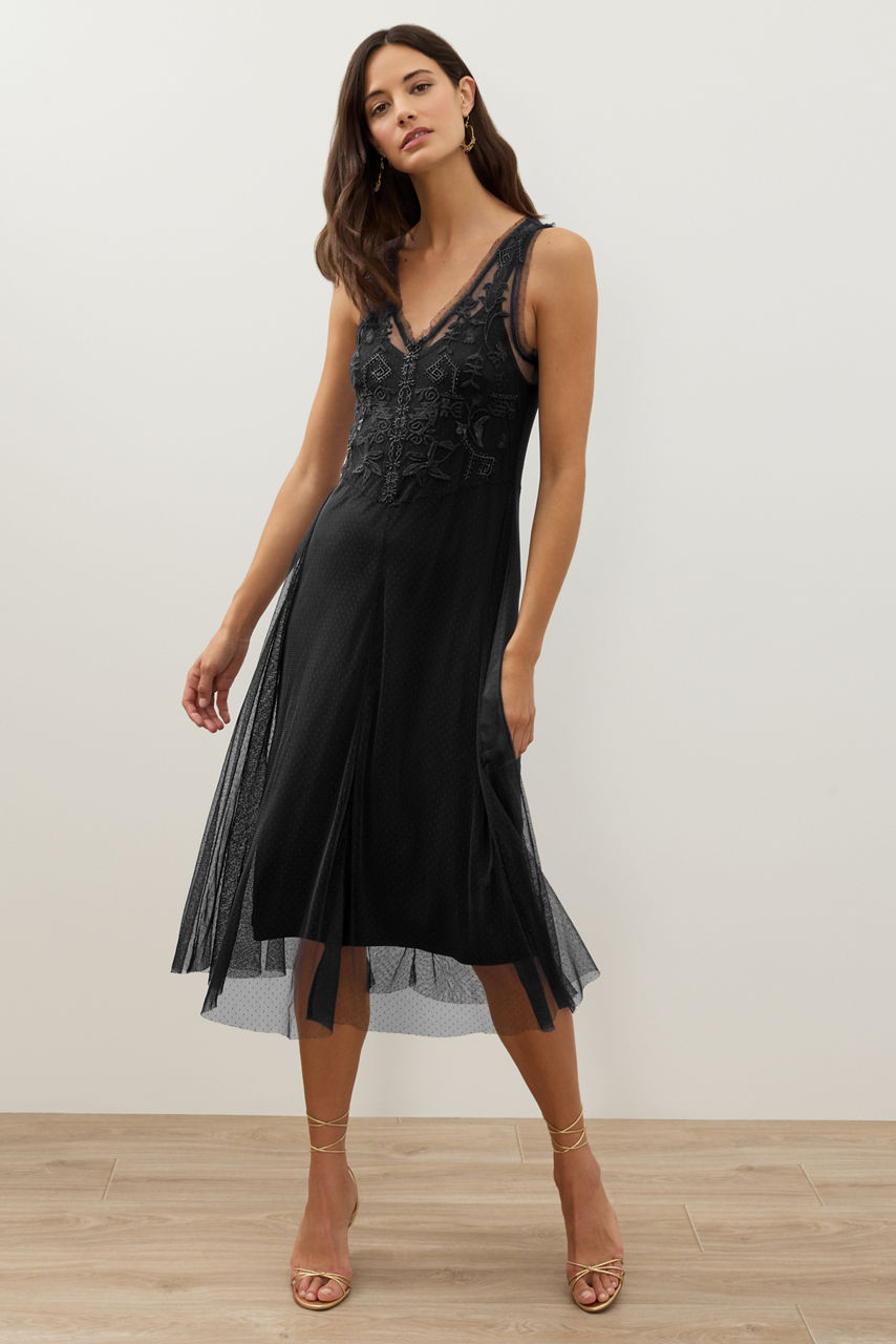 MESA TEA LENGTH MESH DRESS, , large image 1