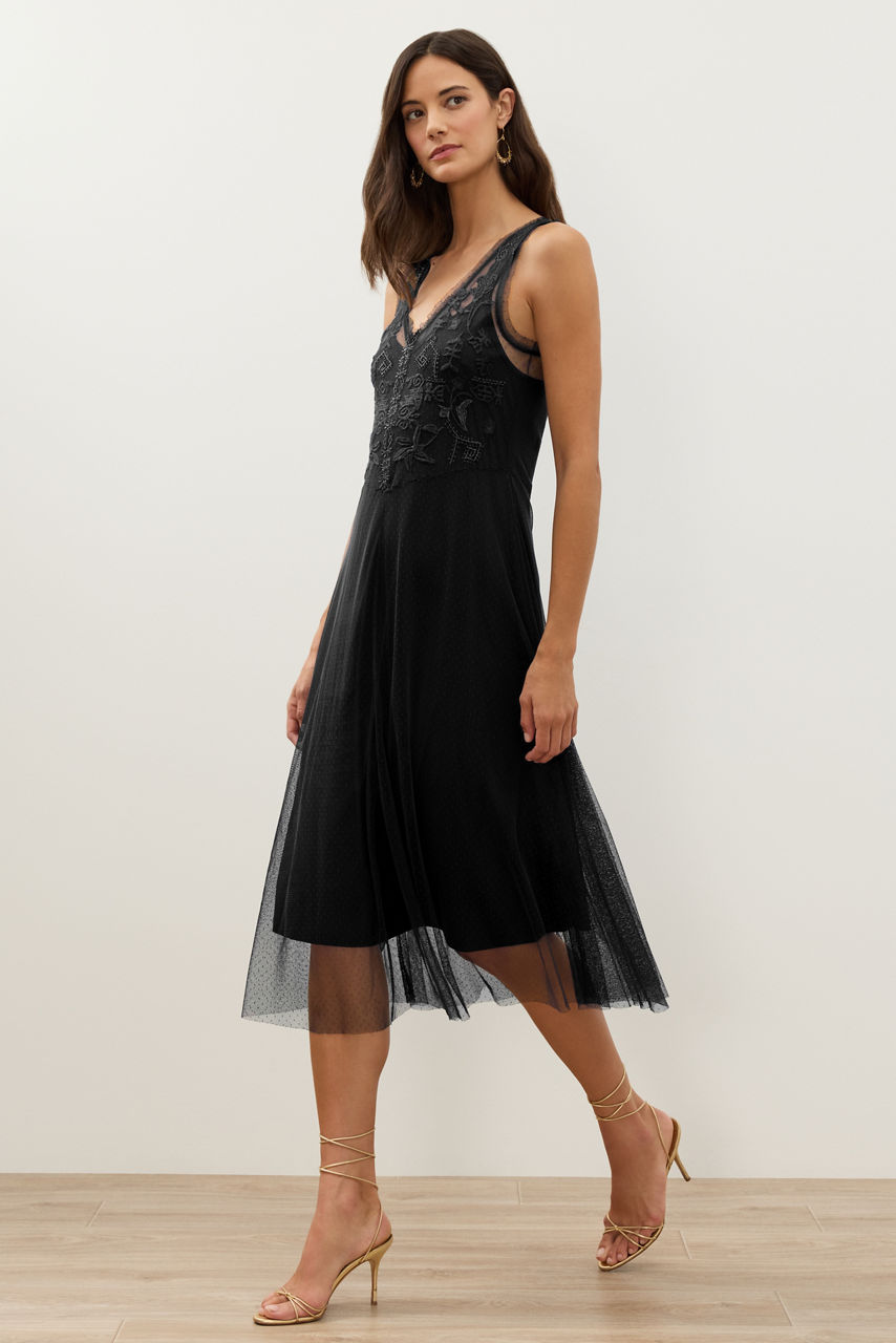MESA TEA LENGTH MESH DRESS, , large image 2