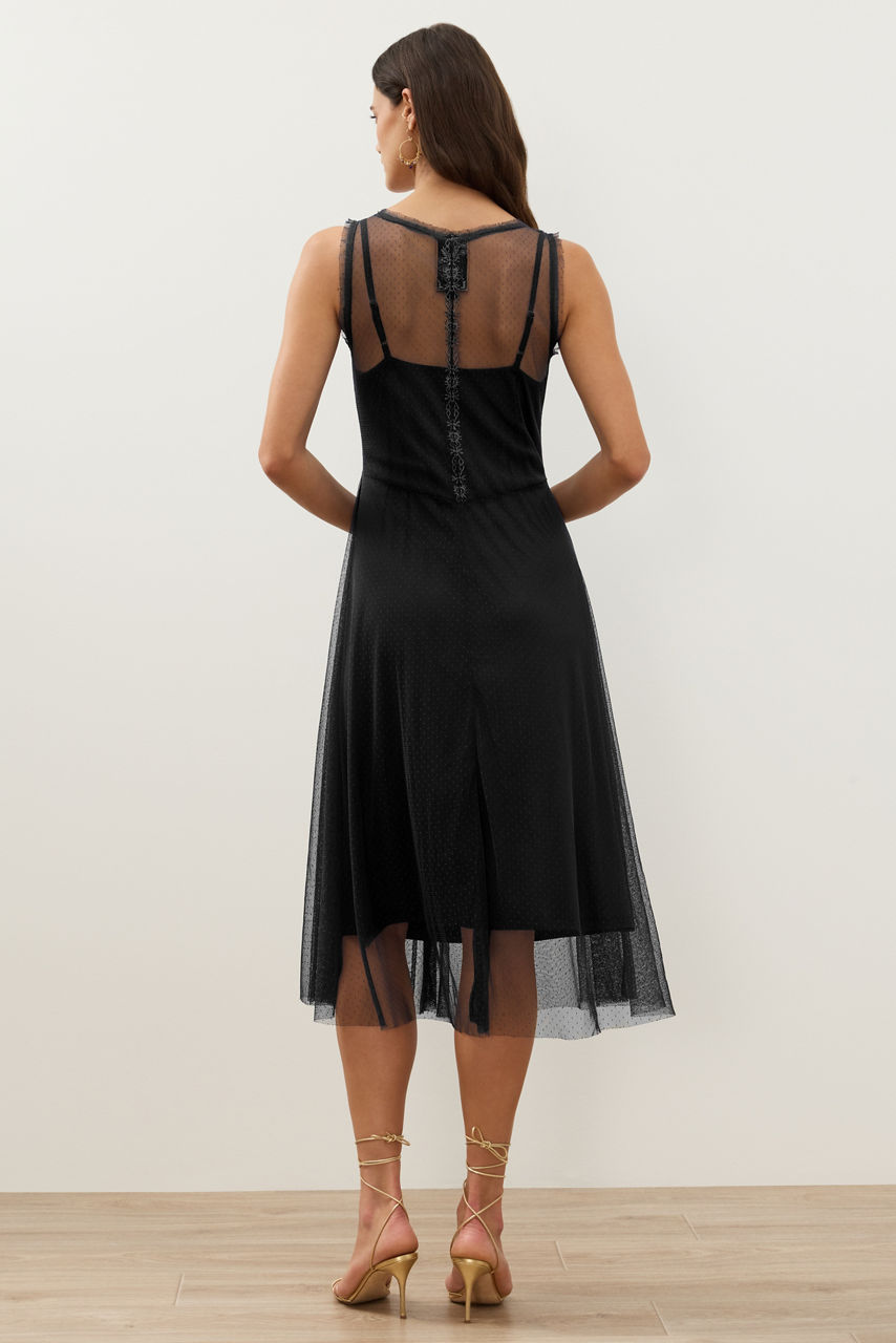 MESA TEA LENGTH MESH DRESS, , large image 4