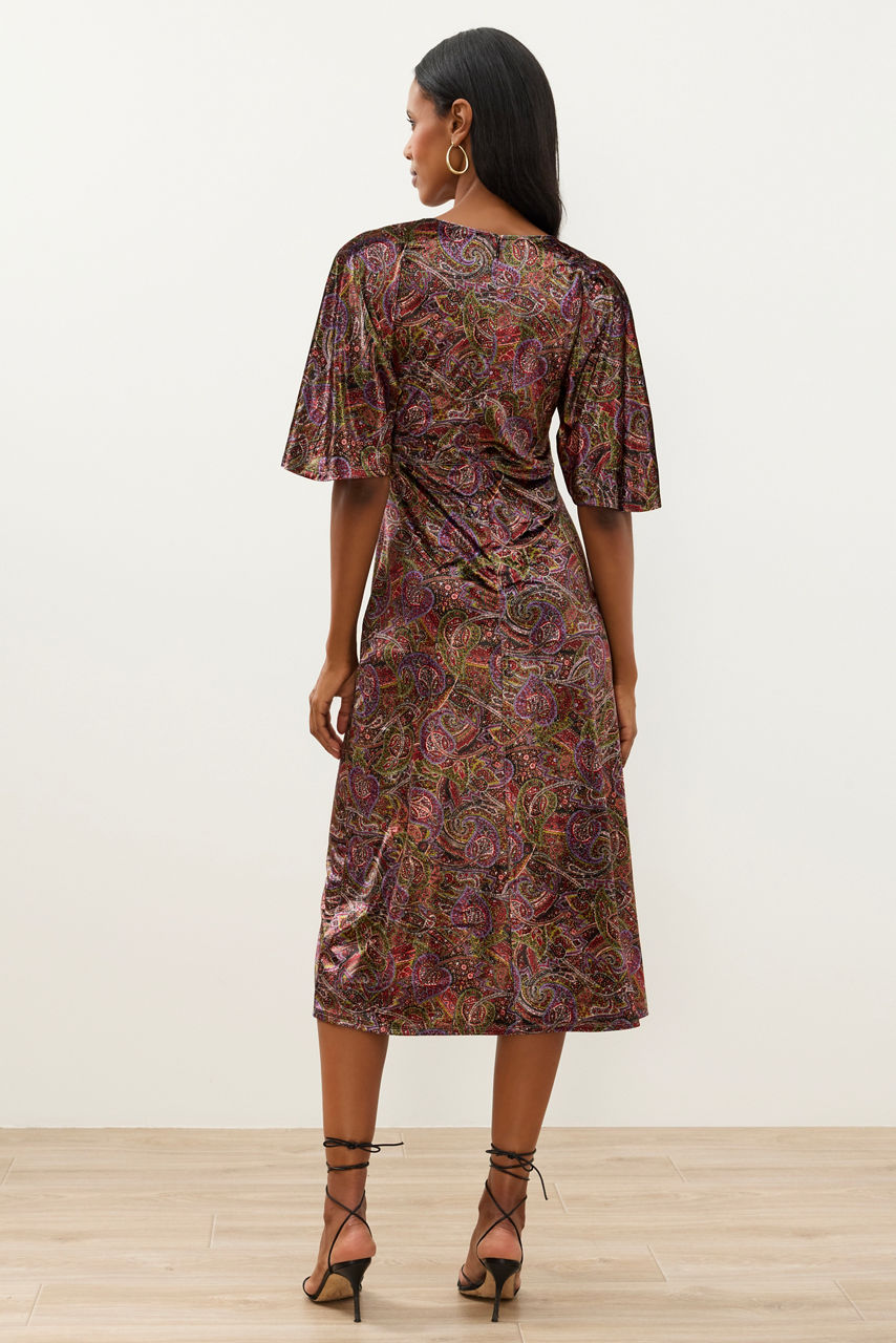 DARBIA RUCHED TEA LENGTH DRESS, , large image 3