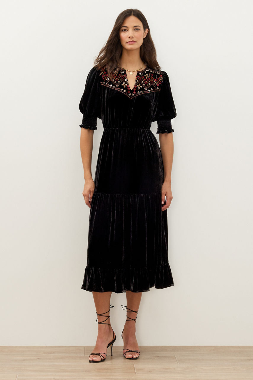 DAPHNE TEA LENGTH DRESS, , large image 3