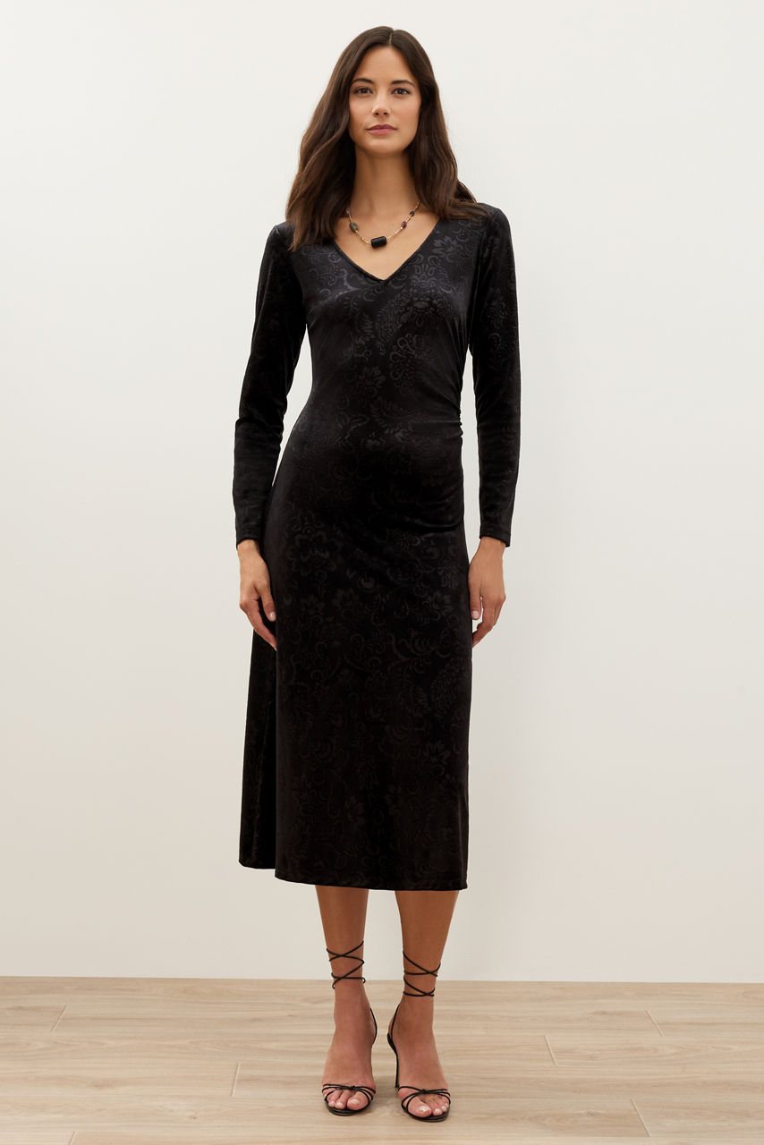 JANELLE V-NECK RUCHED DRESS, , large image 1