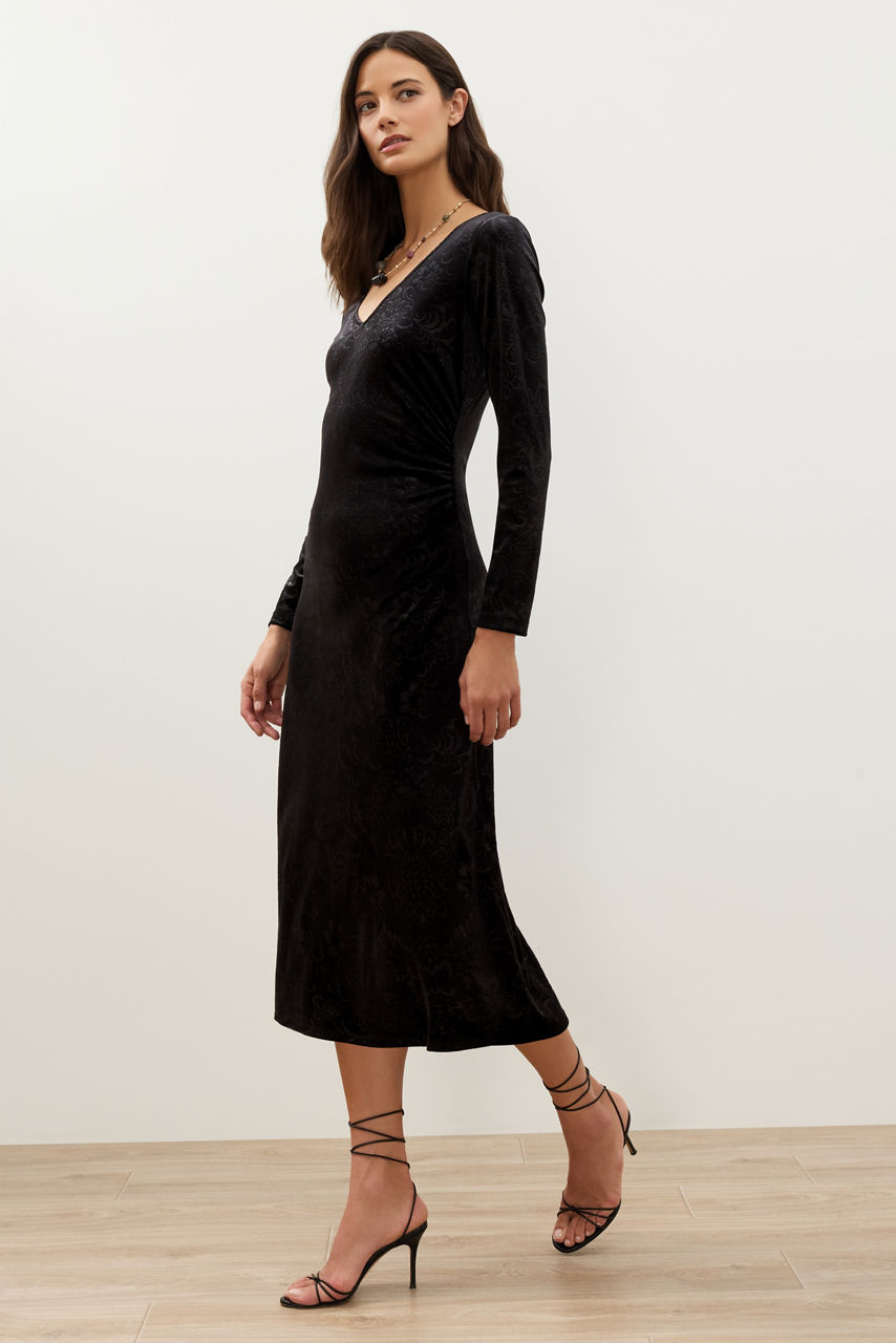 JANELLE V-NECK RUCHED DRESS, , large image 2