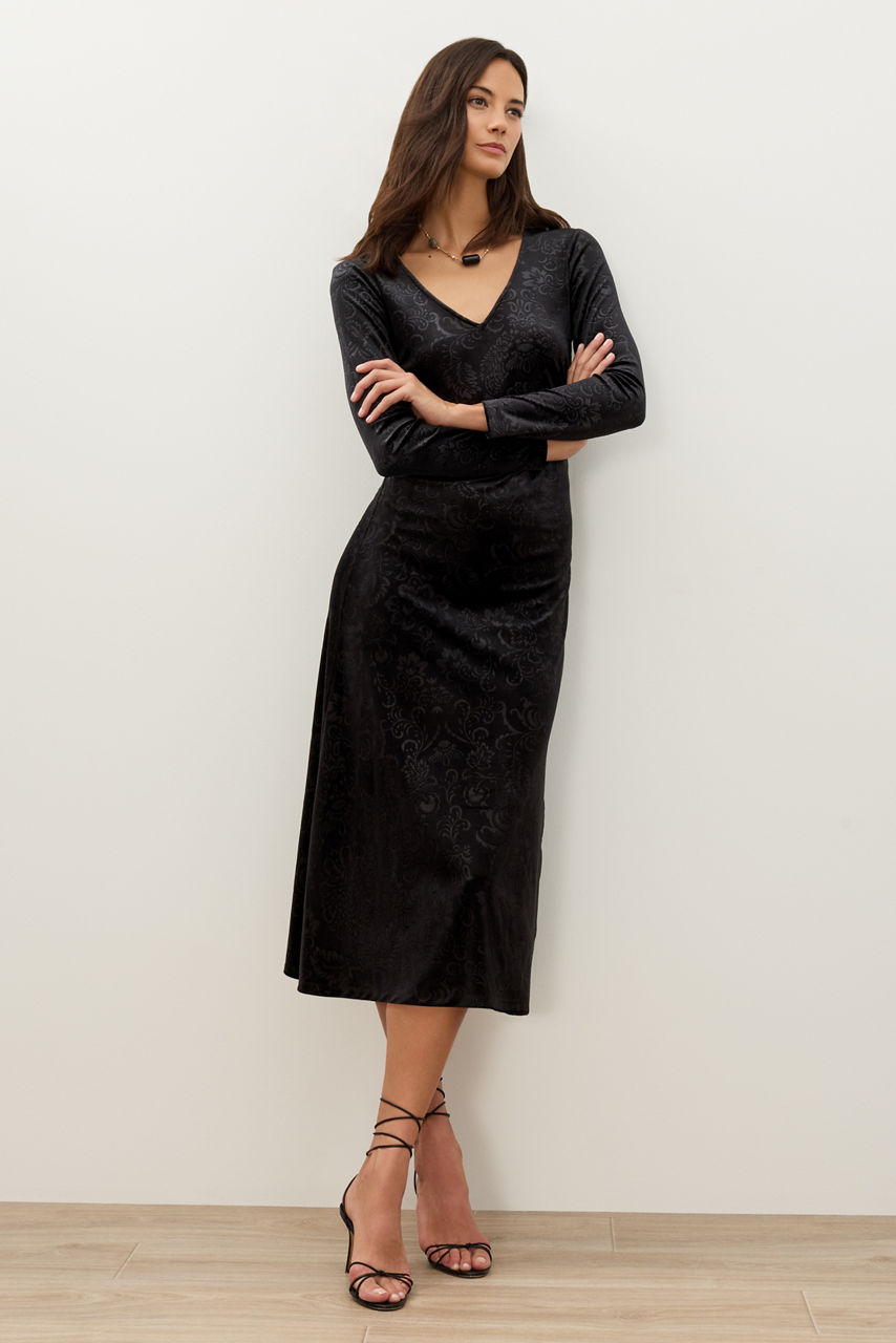 JANELLE V-NECK RUCHED DRESS, , large image 3