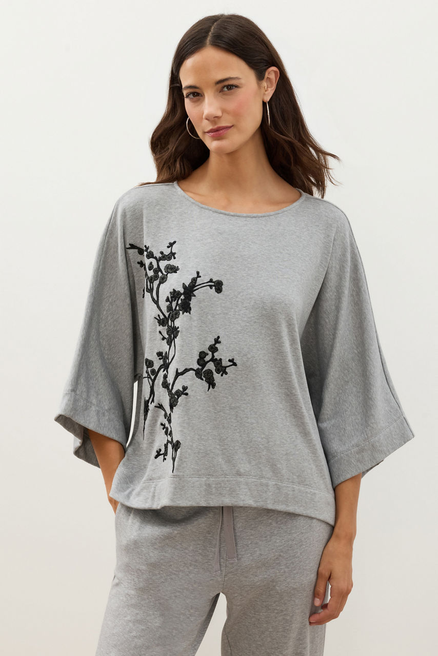 NATORI X JW BRUSHED FRENCH TERRY KIMONO TOP, , large image 2