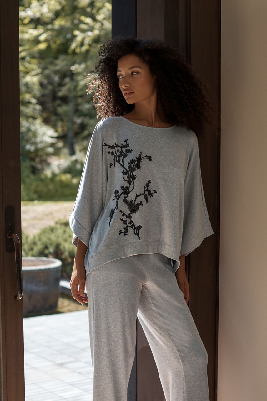 NATORI X JW BRUSHED FRENCH TERRY KIMONO TOP, , large image 5