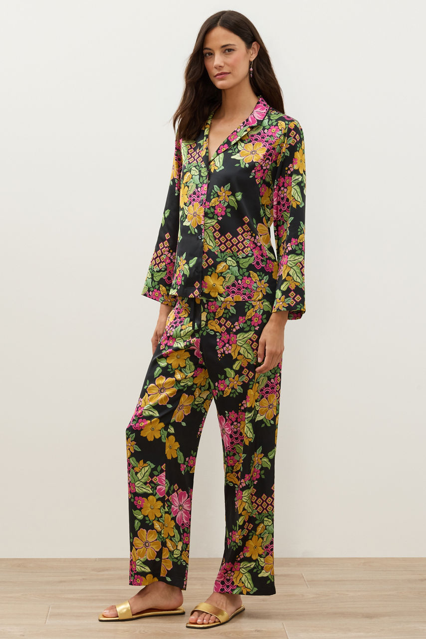 NATORI X JW LONG SLEEVE PRINTED SATIN PAJAMA SET, , large image 3