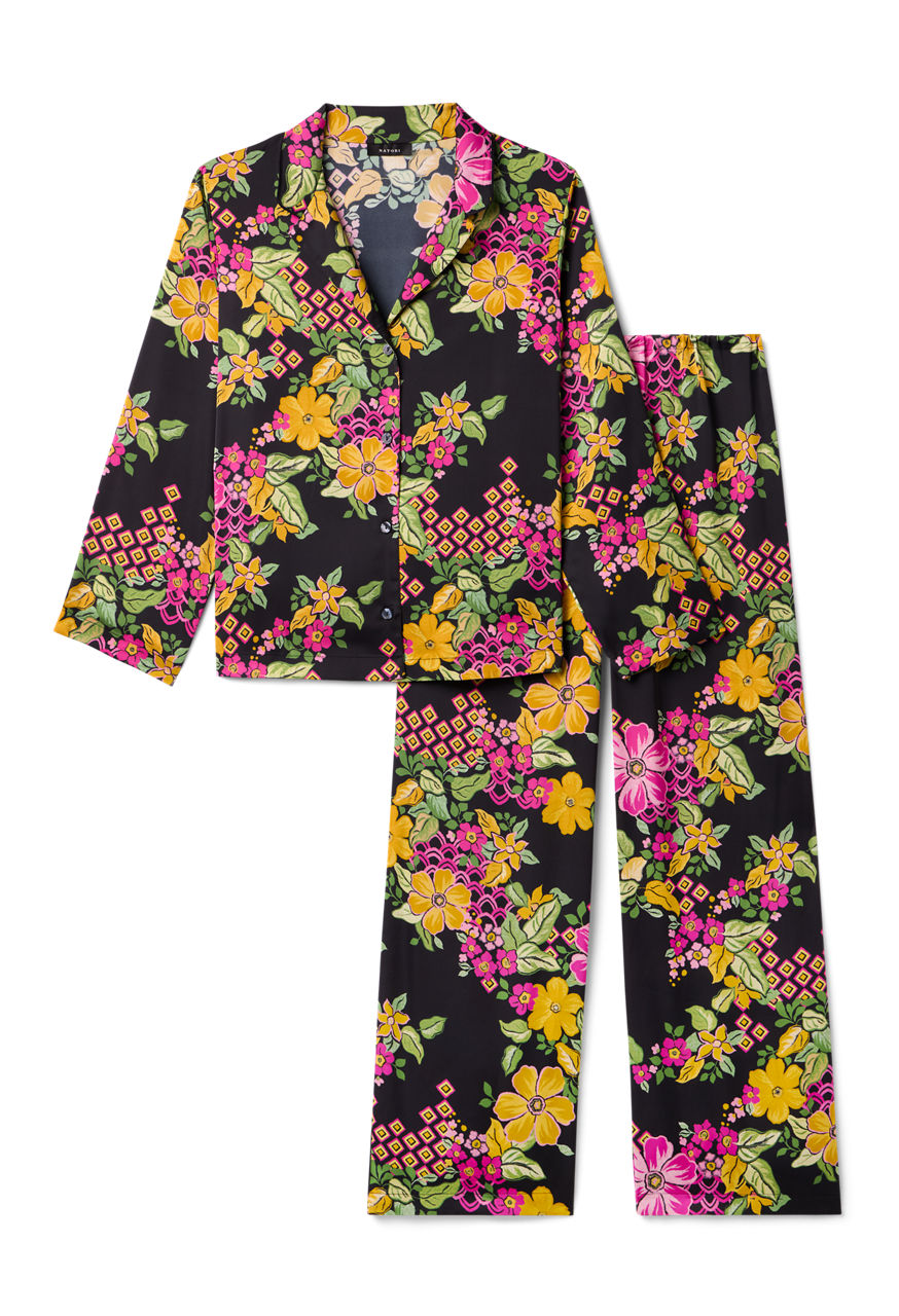 NATORI X JW LONG SLEEVE PRINTED SATIN PAJAMA SET, , large image 4