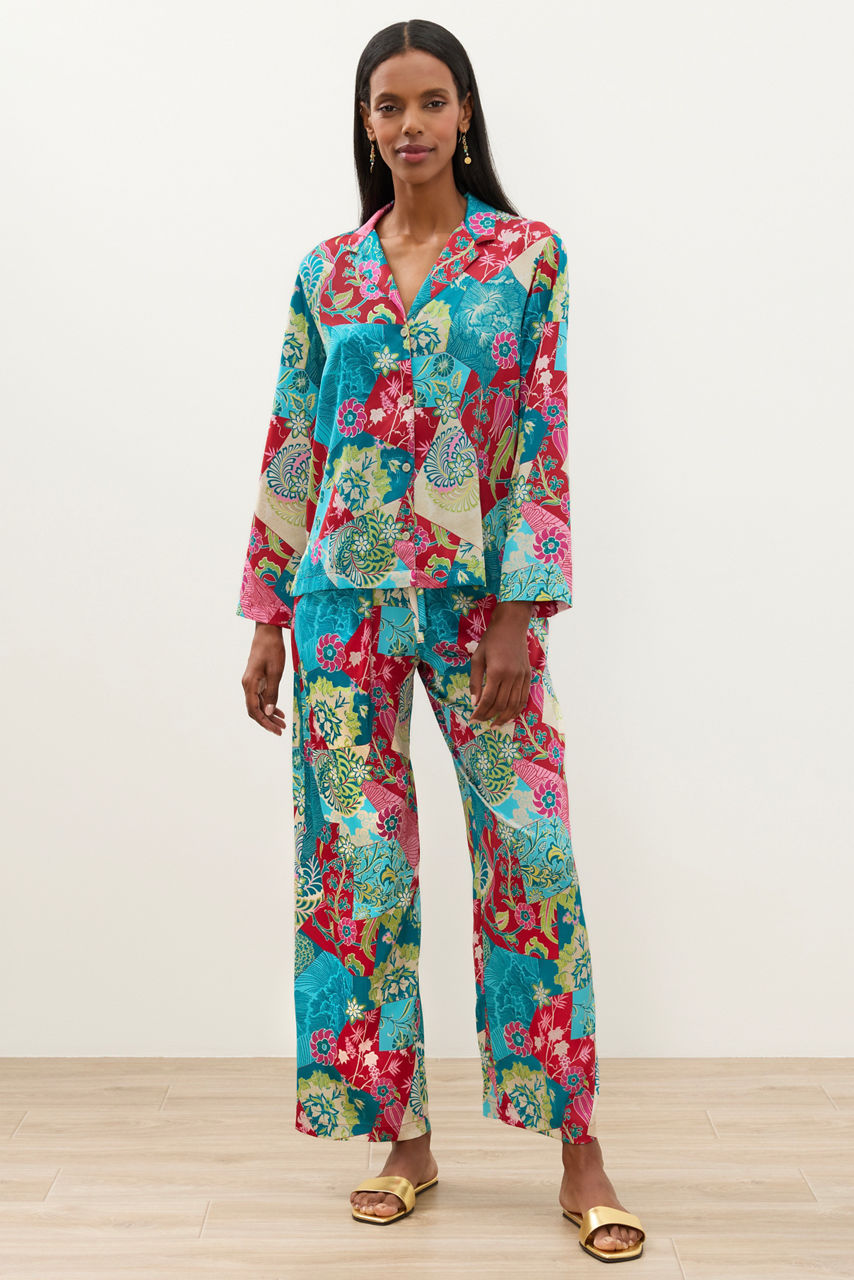 NATORI X JW LONG SLEEVE PRINTED SATIN PAJAMA SET, , large image 1