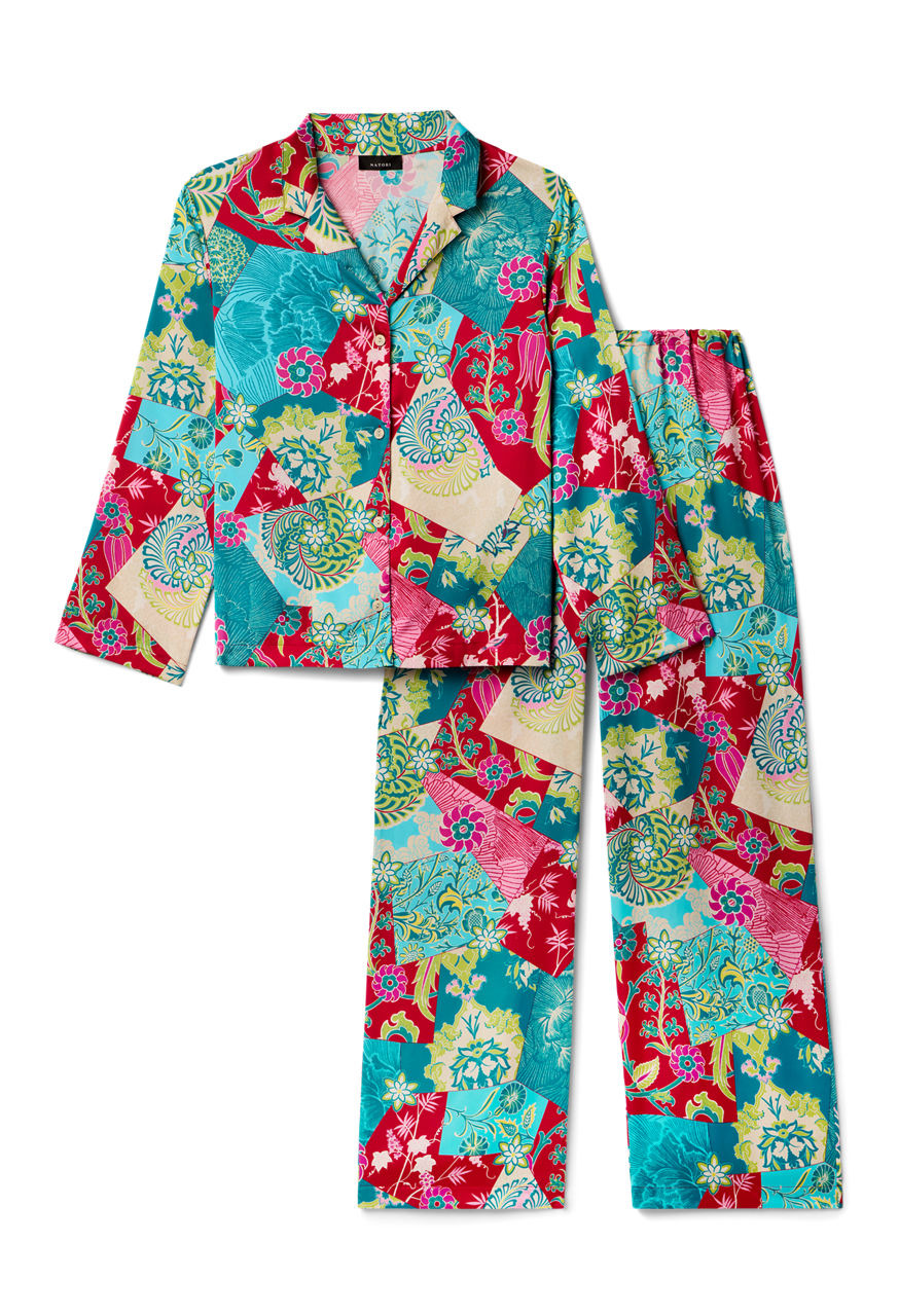 NATORI X JW LONG SLEEVE PRINTED SATIN PAJAMA SET, , large image 5