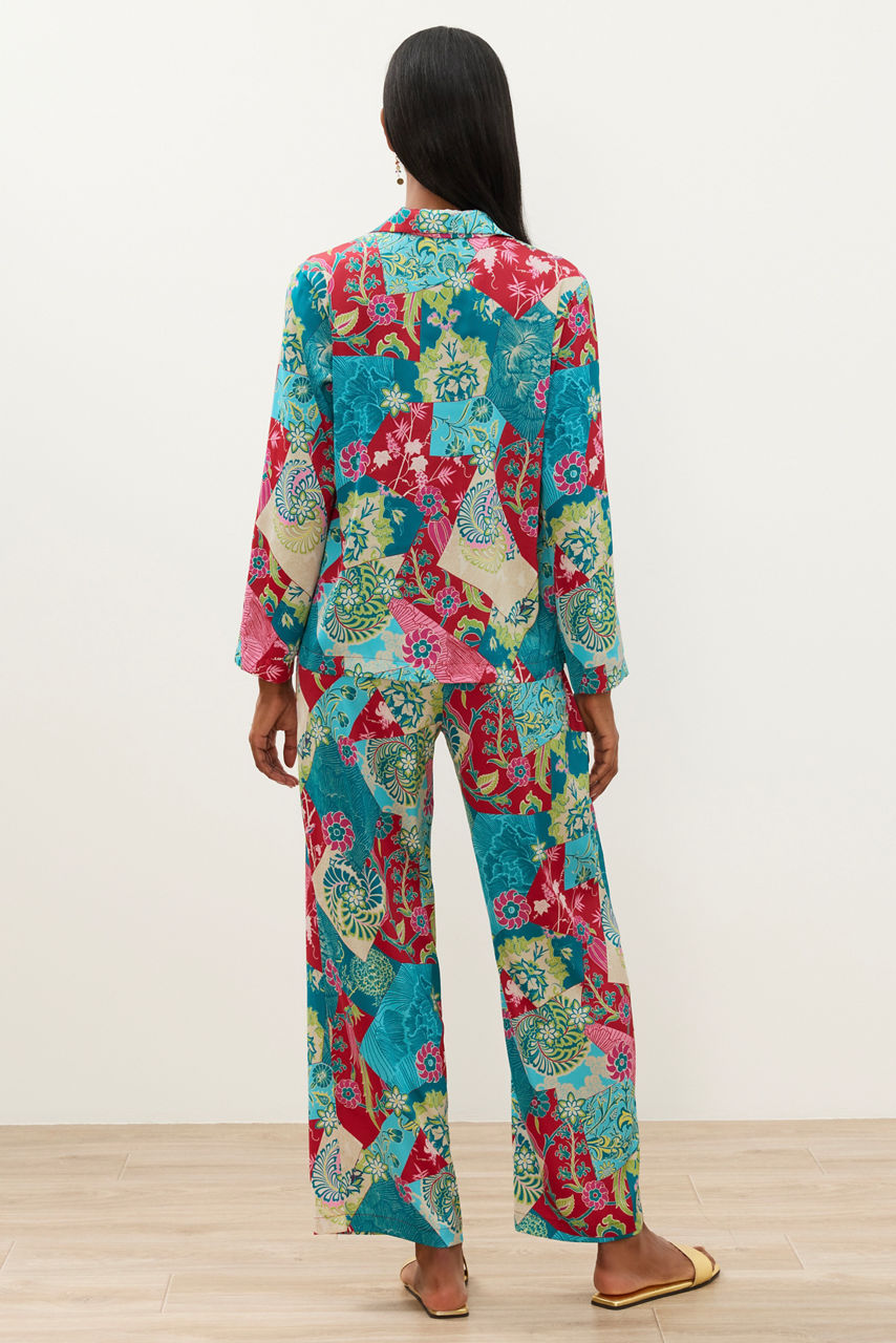 NATORI X JW LONG SLEEVE PRINTED SATIN PAJAMA SET, , large image 6