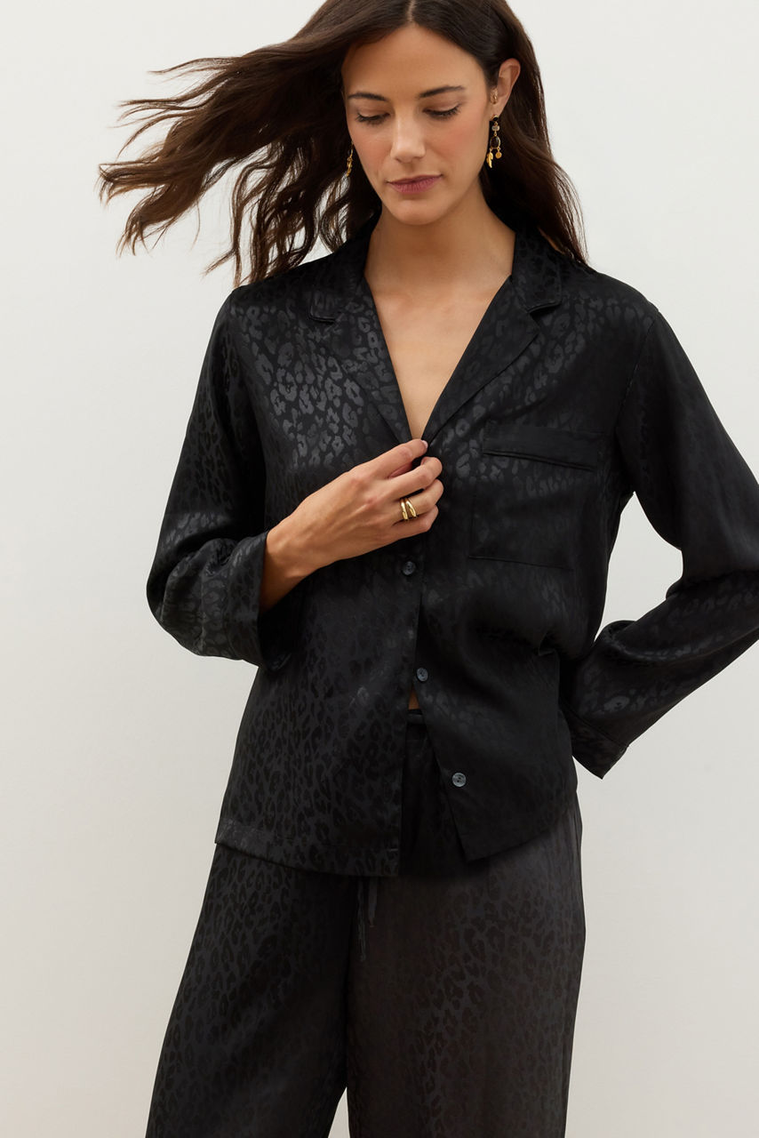 NATORI X JW LONG SLEEVE SATIN JACQUARD PAJAMA SET, , large image 2