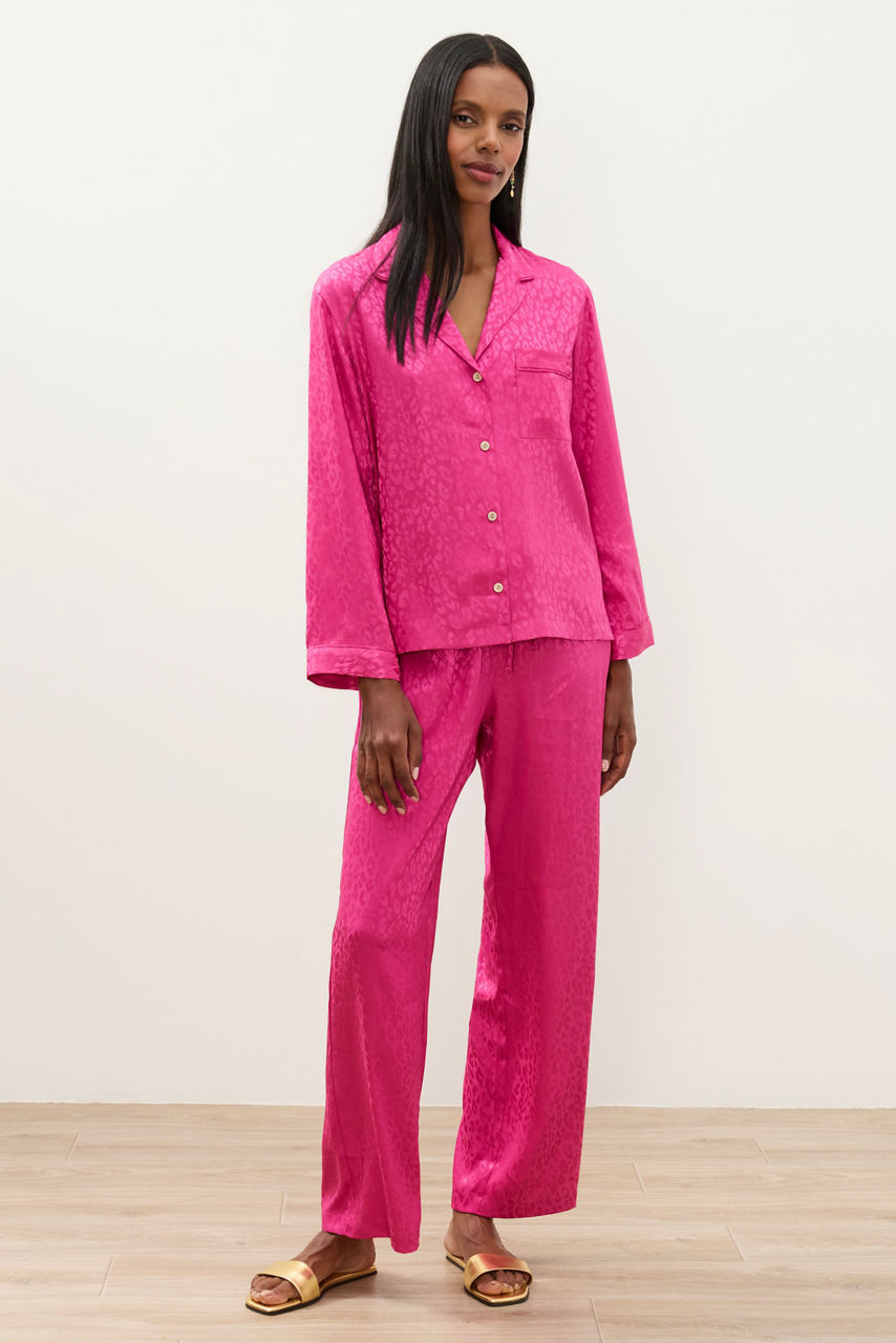 NATORI X JW LONG SLEEVE SATIN JACQUARD PAJAMA SET, , large image 2