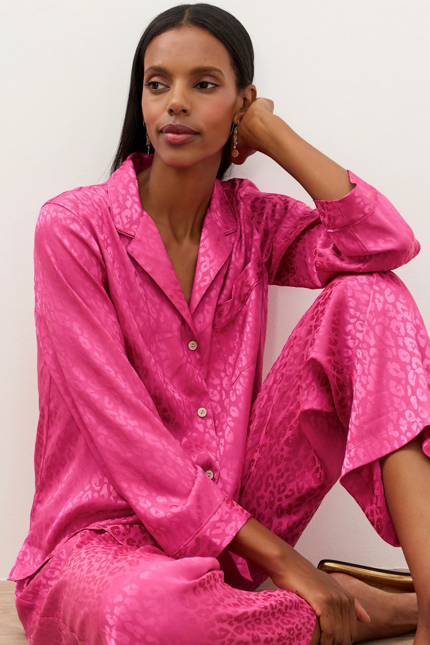 NATORI X JW LONG SLEEVE SATIN JACQUARD PAJAMA SET, , large image 3