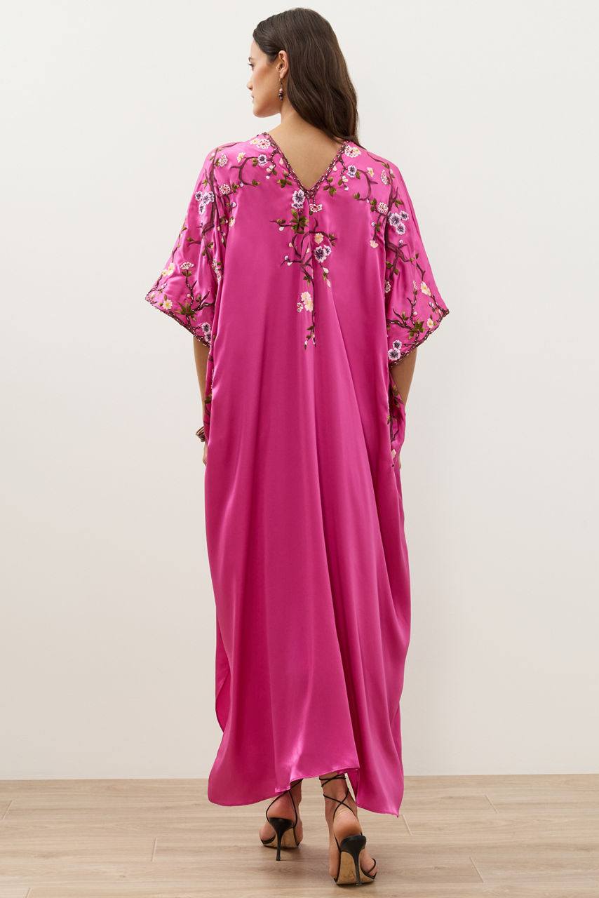NATORI X JW CHERRY BLOSSOM EMBROIDERED SILK CAFTAN, , large image 3