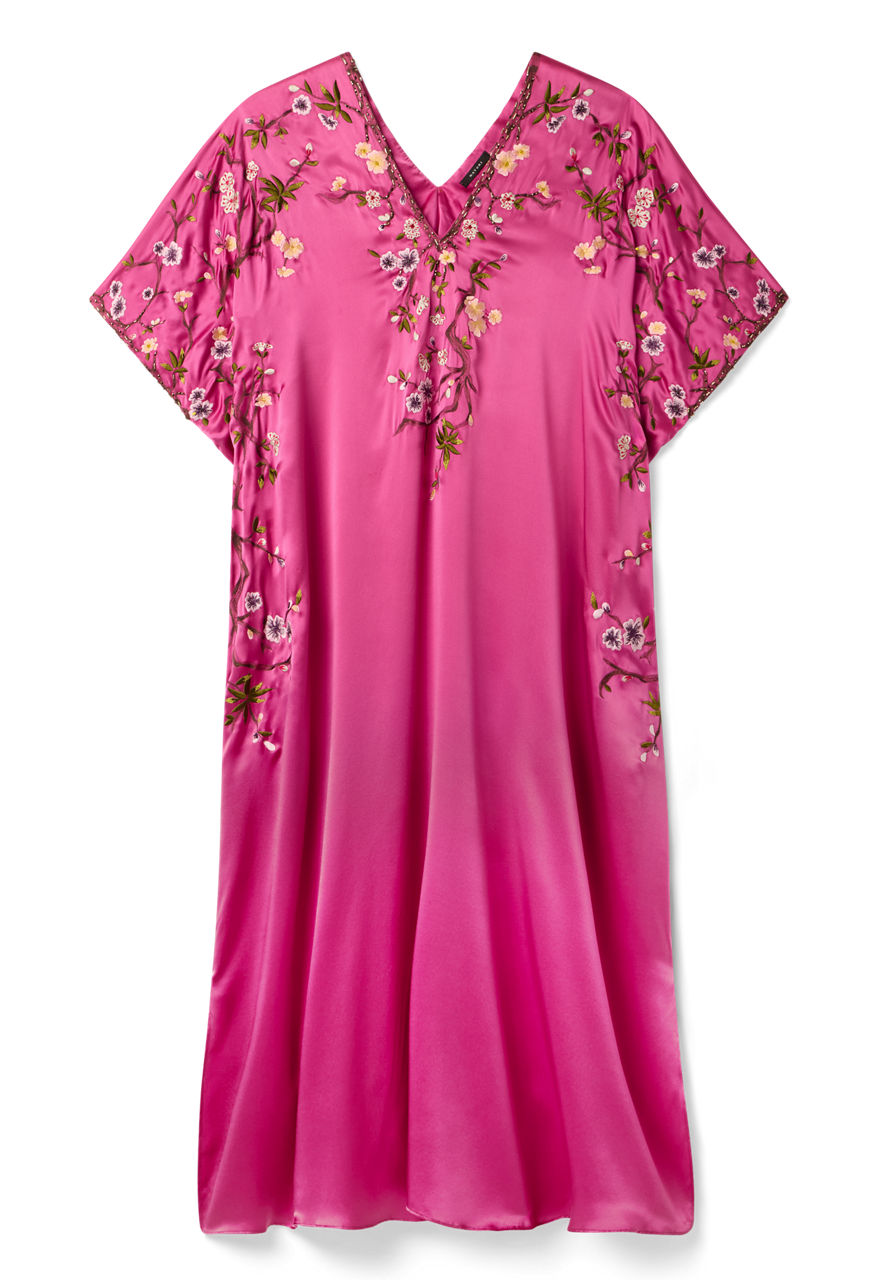NATORI X JW CHERRY BLOSSOM EMBROIDERED SILK CAFTAN, , large image 4