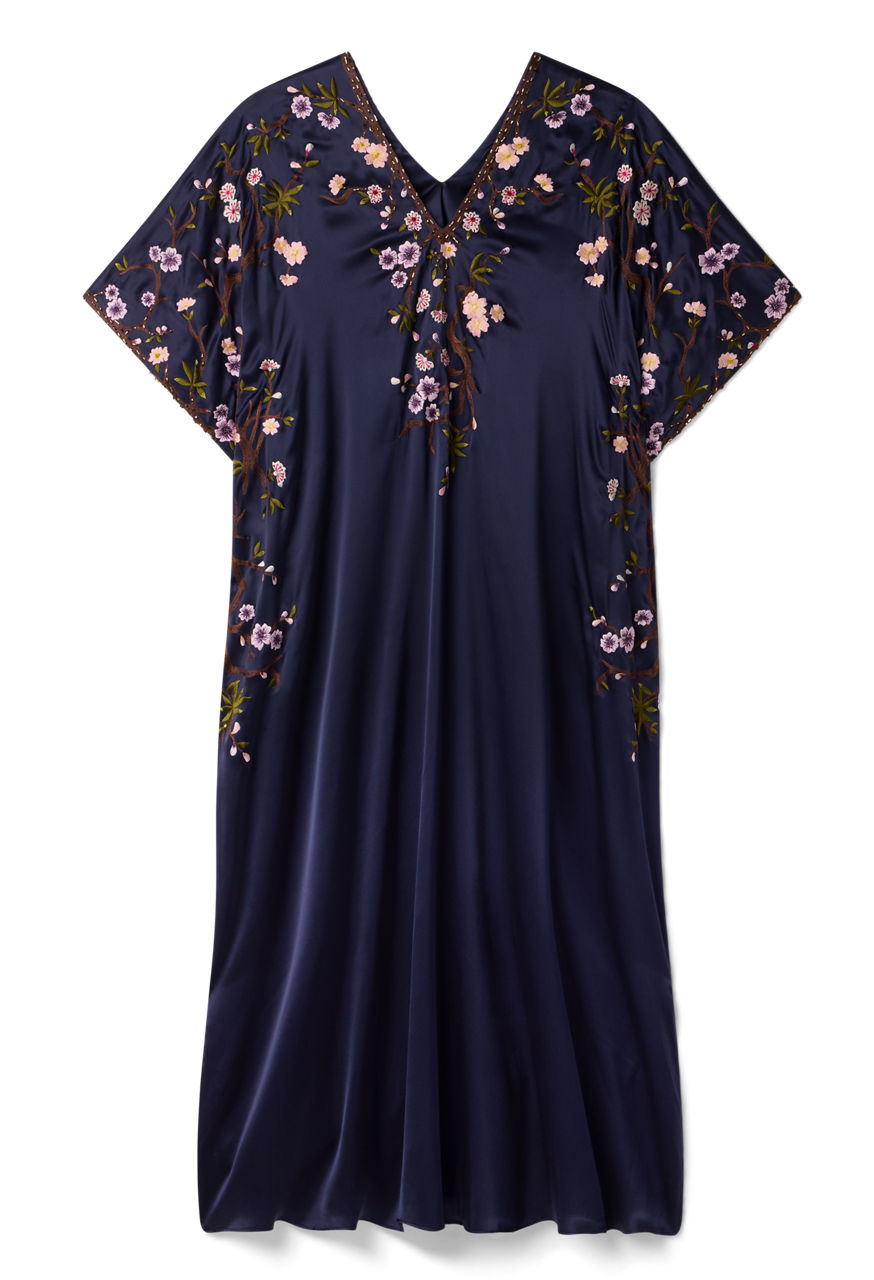 NATORI X JW CHERRY BLOSSOM EMBROIDERED SILK CAFTAN, , large image 3