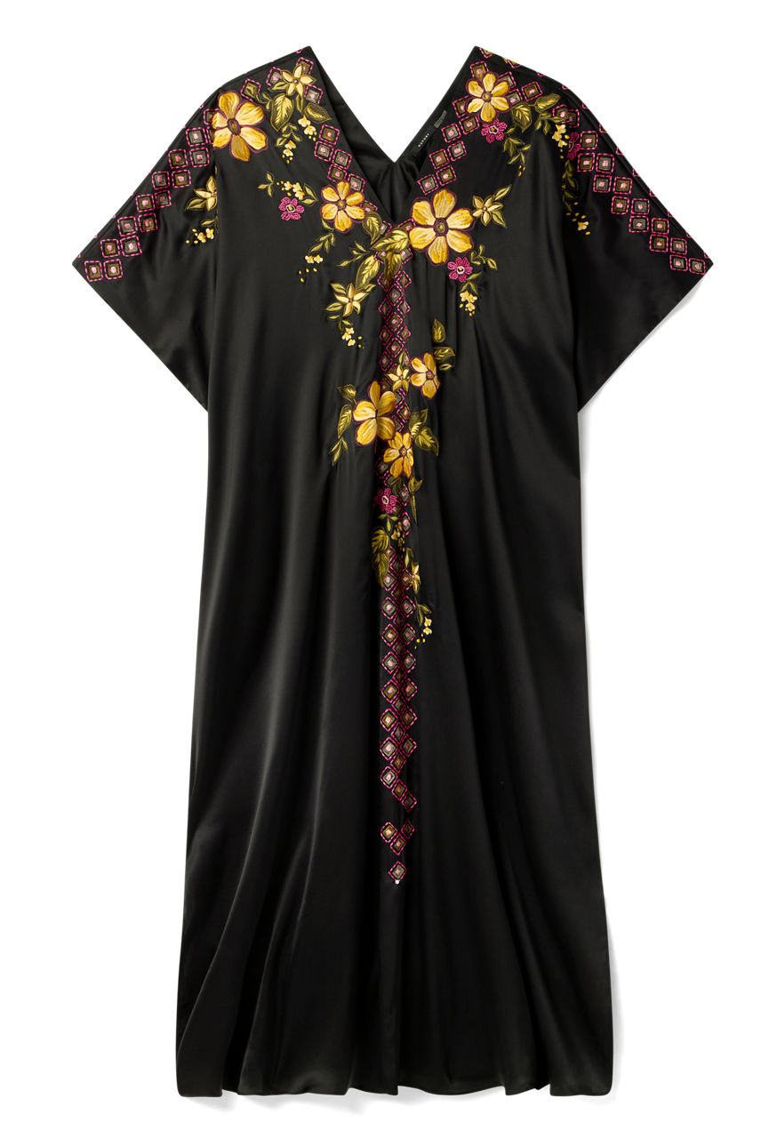 NATORI X JW FLORA EMBROIDERED SILK CAFTAN, , large image 4