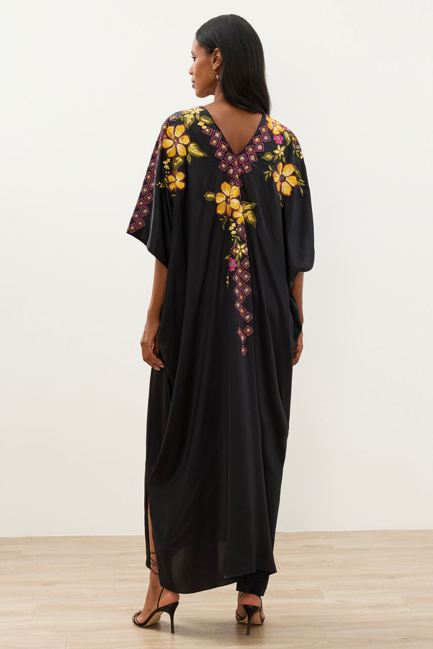 NATORI X JW FLORA EMBROIDERED SILK CAFTAN, , large image 5