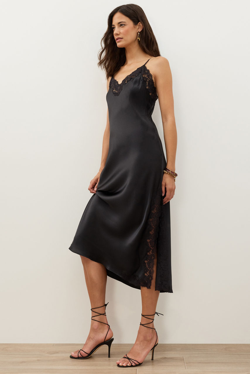 NATORI X JW LACE TRIM SILK GOWN, , large image 1