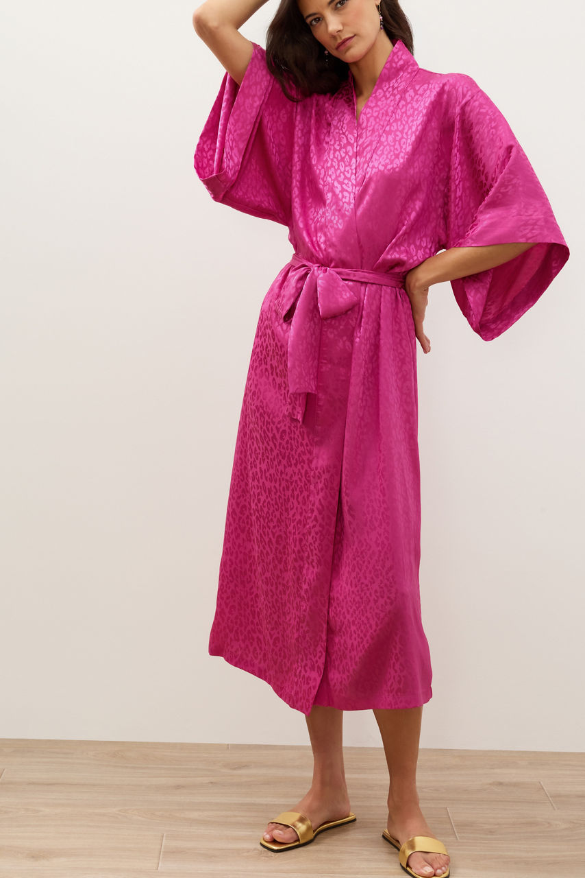 NATORI X JW ANIMAL SATIN JACQUARD ROBE, , large image 2