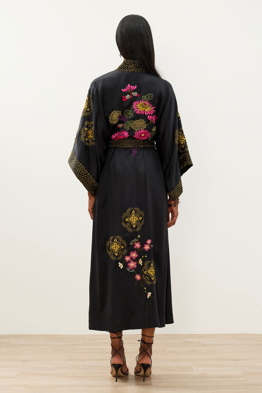 NATORI X JW EMBROIDERED SILK ROBE, , large image 4