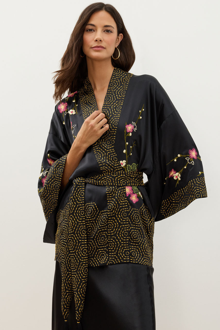 NATORI X JW EMBROIDERED SILK WRAP, , large image 1