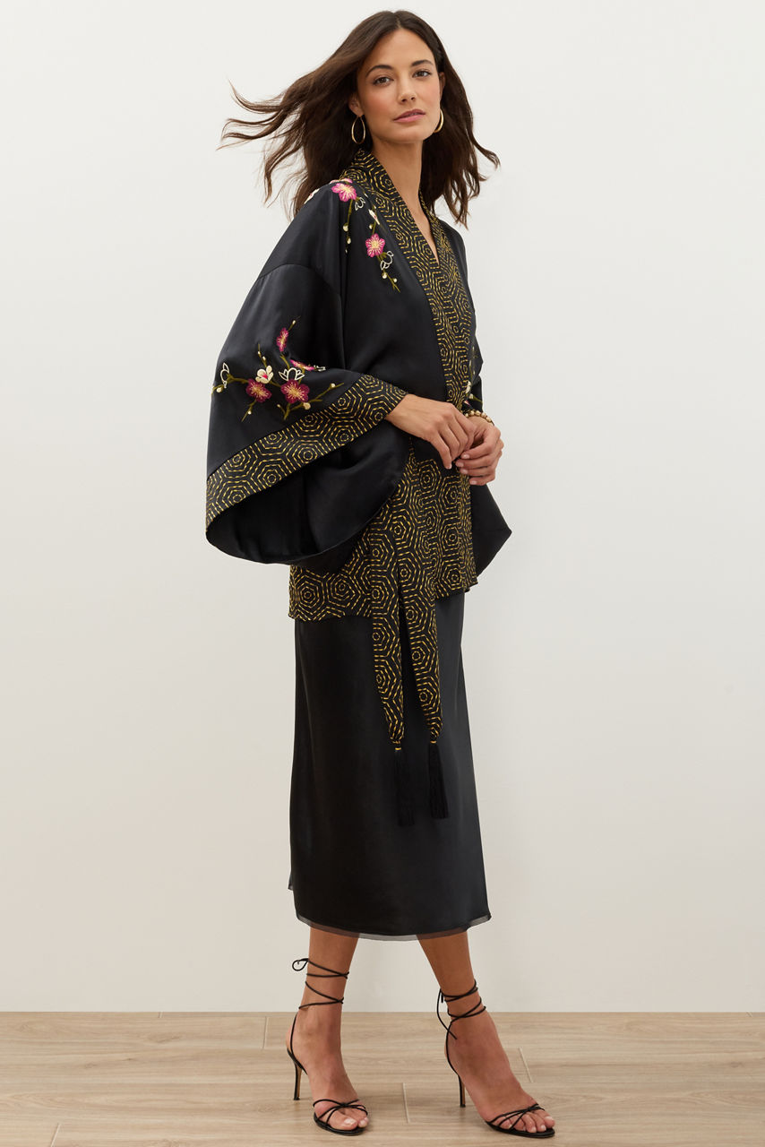 NATORI X JW EMBROIDERED SILK WRAP, , large image 2