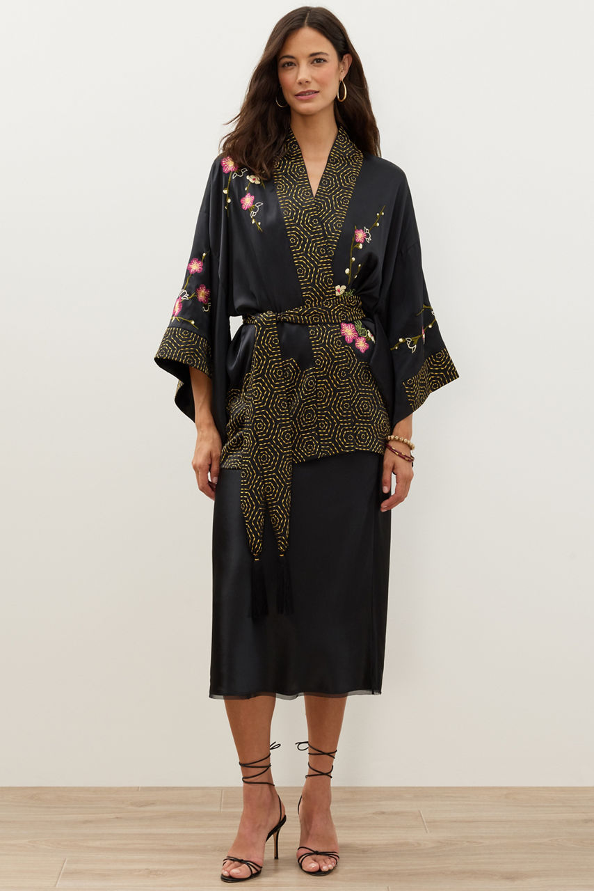 NATORI X JW EMBROIDERED SILK WRAP, , large image 4
