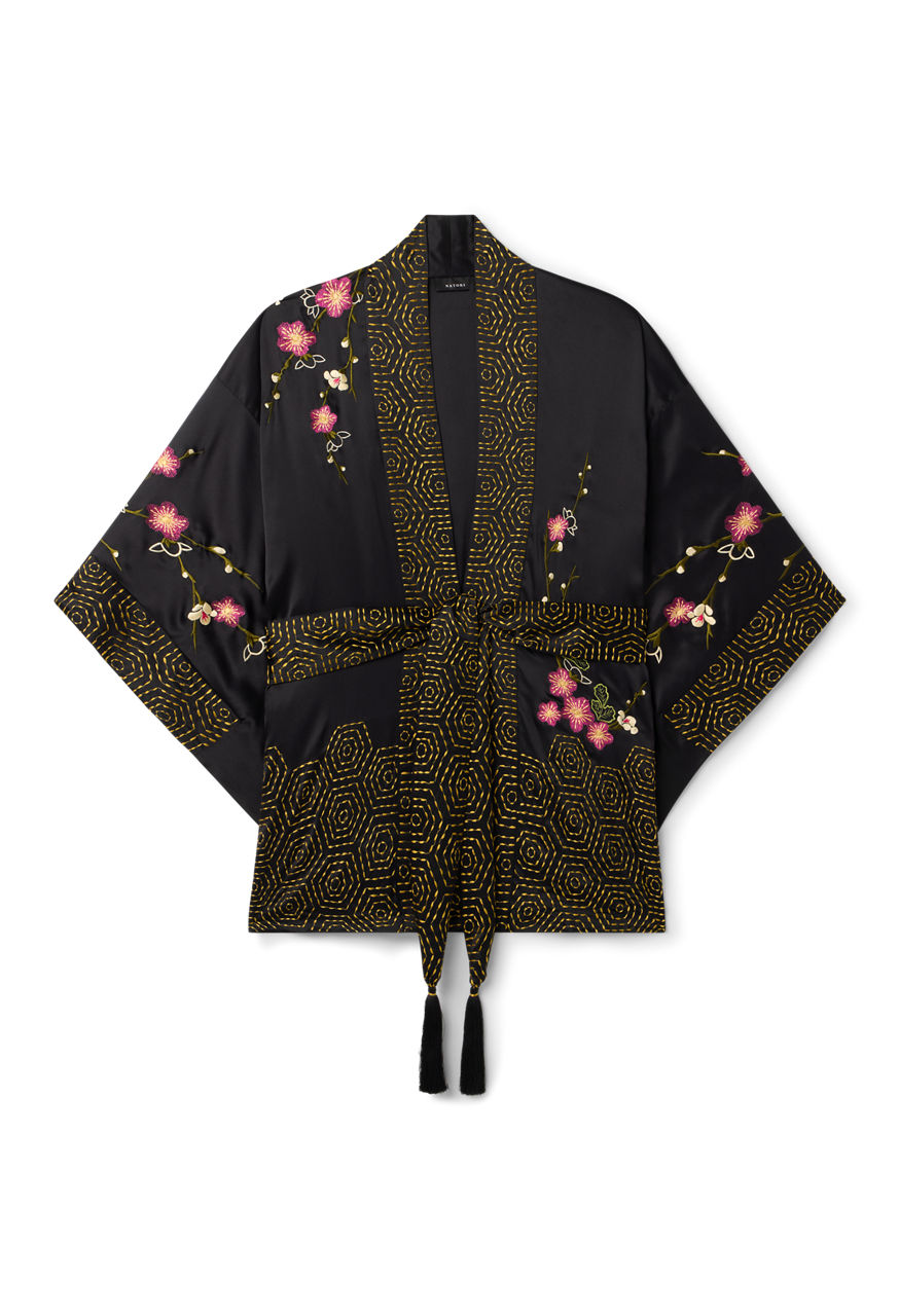 NATORI X JW EMBROIDERED SILK WRAP, , large image 6