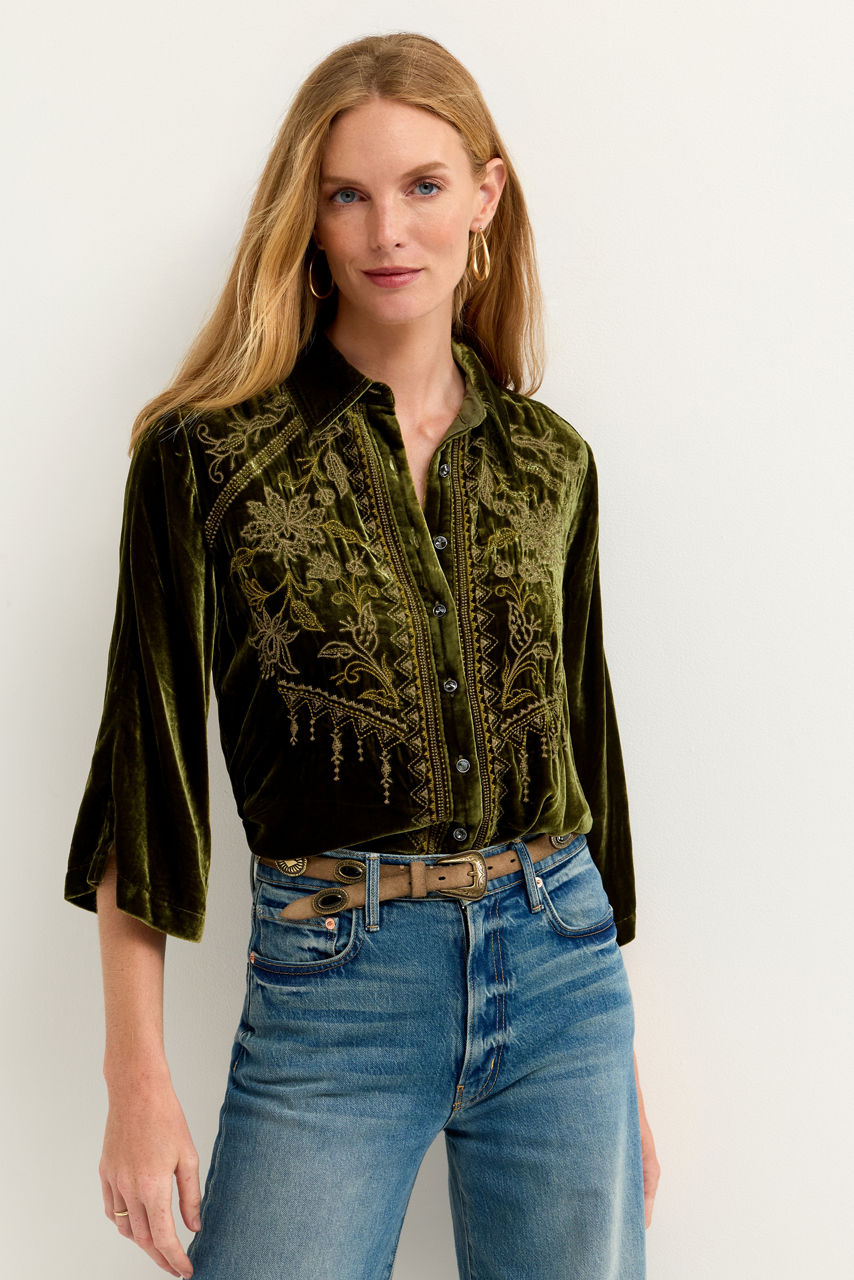 KIMONO SLEEVE BUTTON DOWN, , large image 1