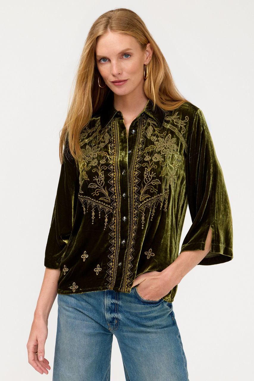 KIMONO SLEEVE BUTTON DOWN, , large image 2