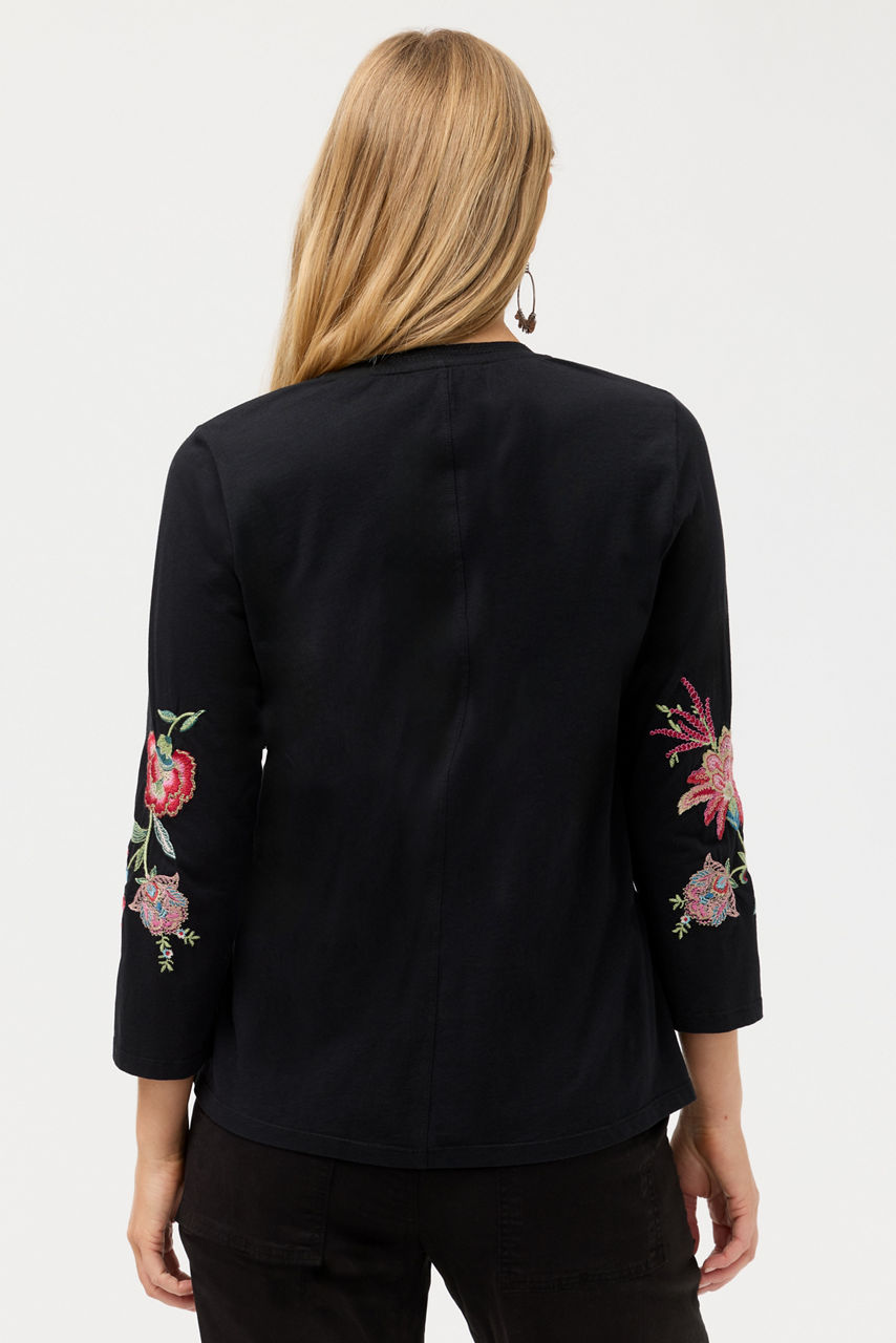 3/4 SLEEVE TRAPUNTO V-NECK TEE, , large image 4