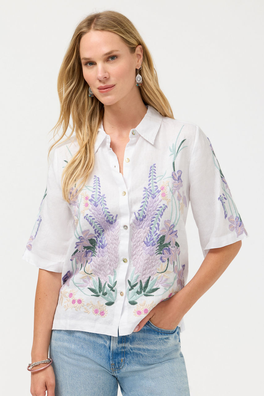 LINEN KIMONO SLEEVE SHIRT, , large image 1