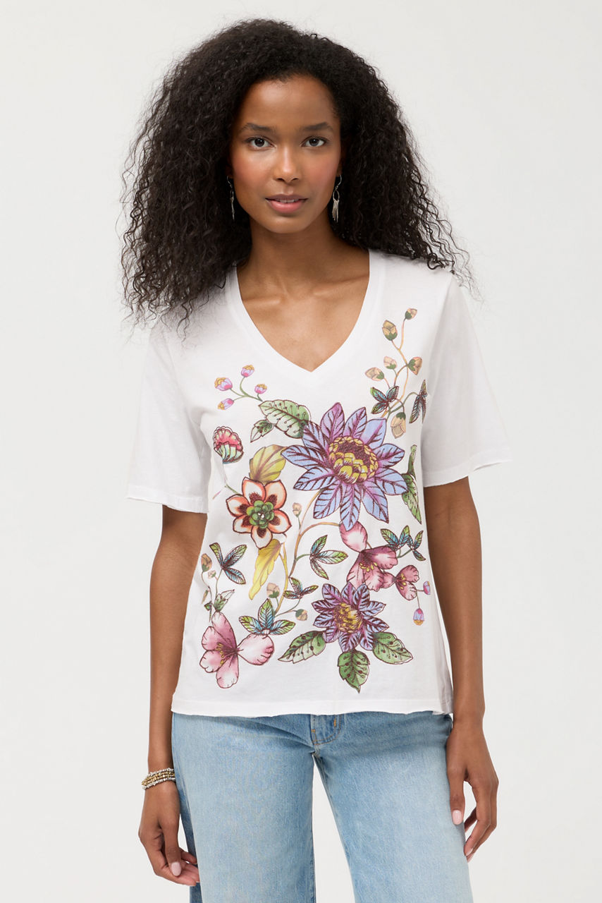 RAW HEM V-NECK TEE, , large image 2