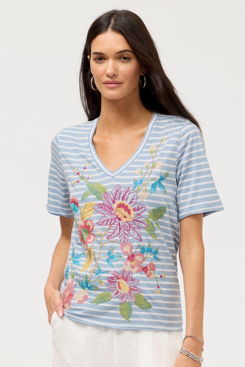 RAW HEM V-NECK TEE, , large image 1