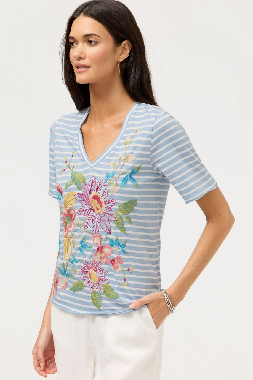 RAW HEM V-NECK TEE, , large image 2