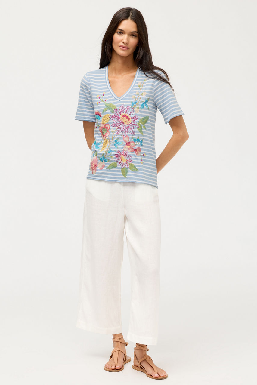 RAW HEM V-NECK TEE, , large image 3