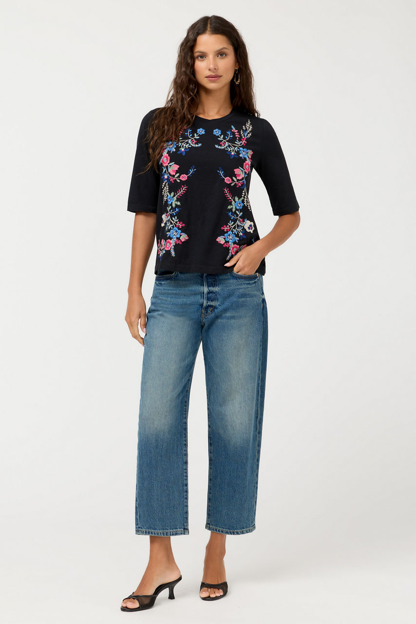CREWNECK ELBOW SLEEVE TEE, , large image 2