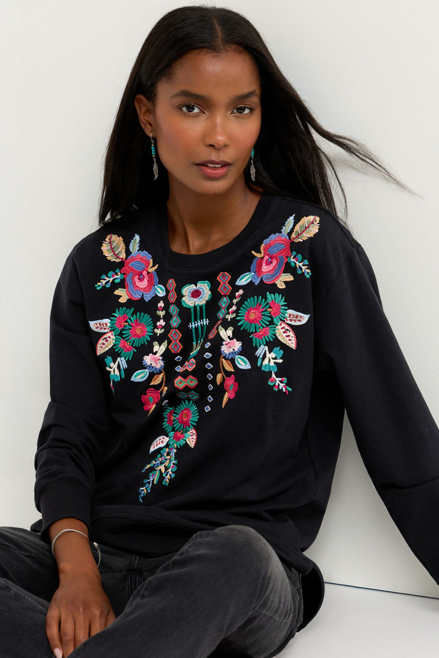 HIGH LOW CREW NECK SWEATSHIRT, , large image 1