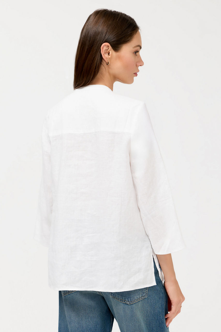 SLOANE V-NECK LINEN BLOUSE, , large image 3