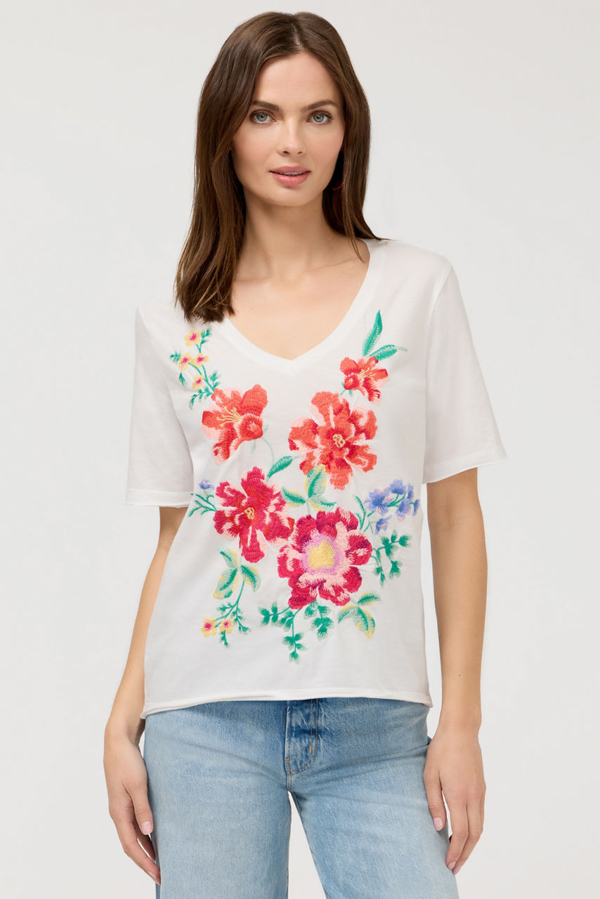 CELIORA RAW HEM V-NECK TEE, , large image 2