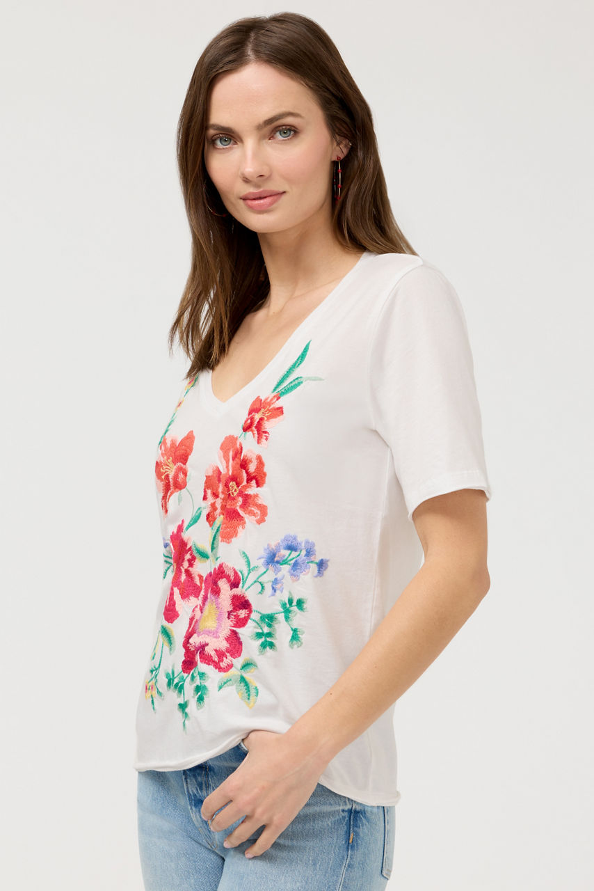 CELIORA RAW HEM V-NECK TEE, , large image 3