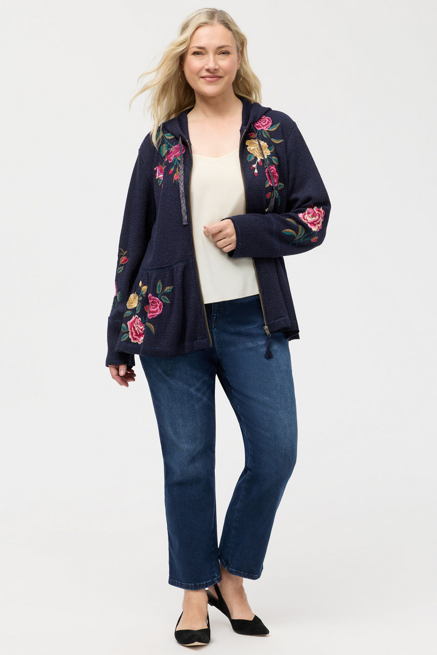 PEPLUM METALLIC THERMAL HOODIE, , large image 3