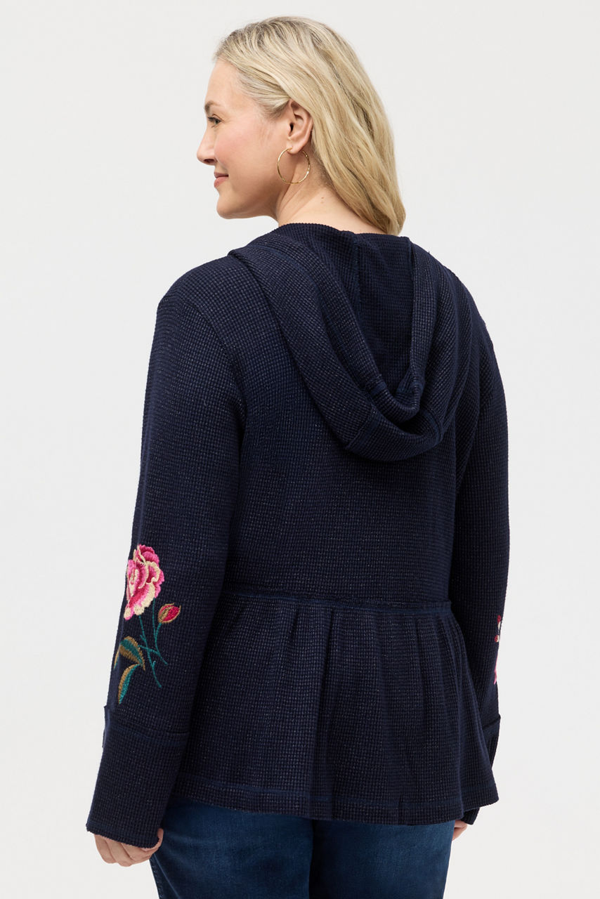 PEPLUM METALLIC THERMAL HOODIE, , large image 4