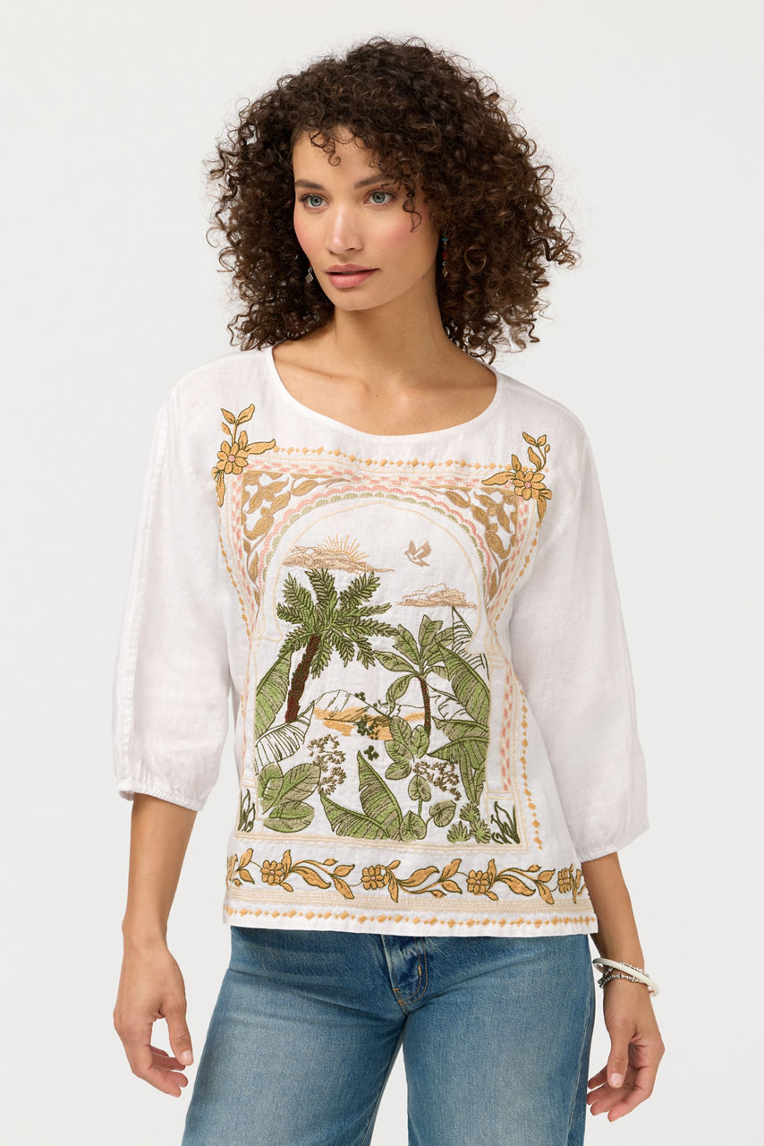 LINEN BOATNECK BLOUSE, , large image 1