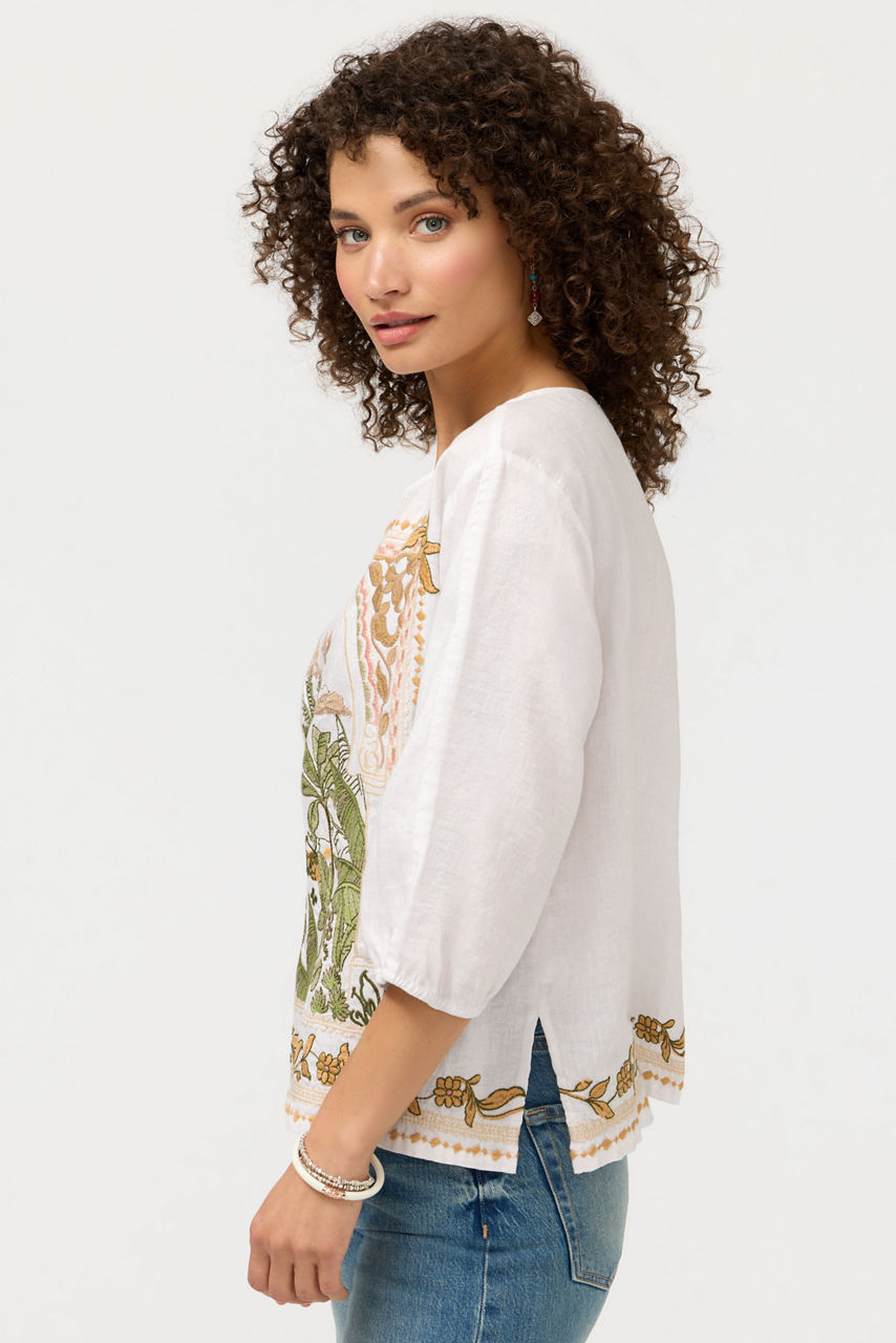 LINEN BOATNECK BLOUSE, , large image 2